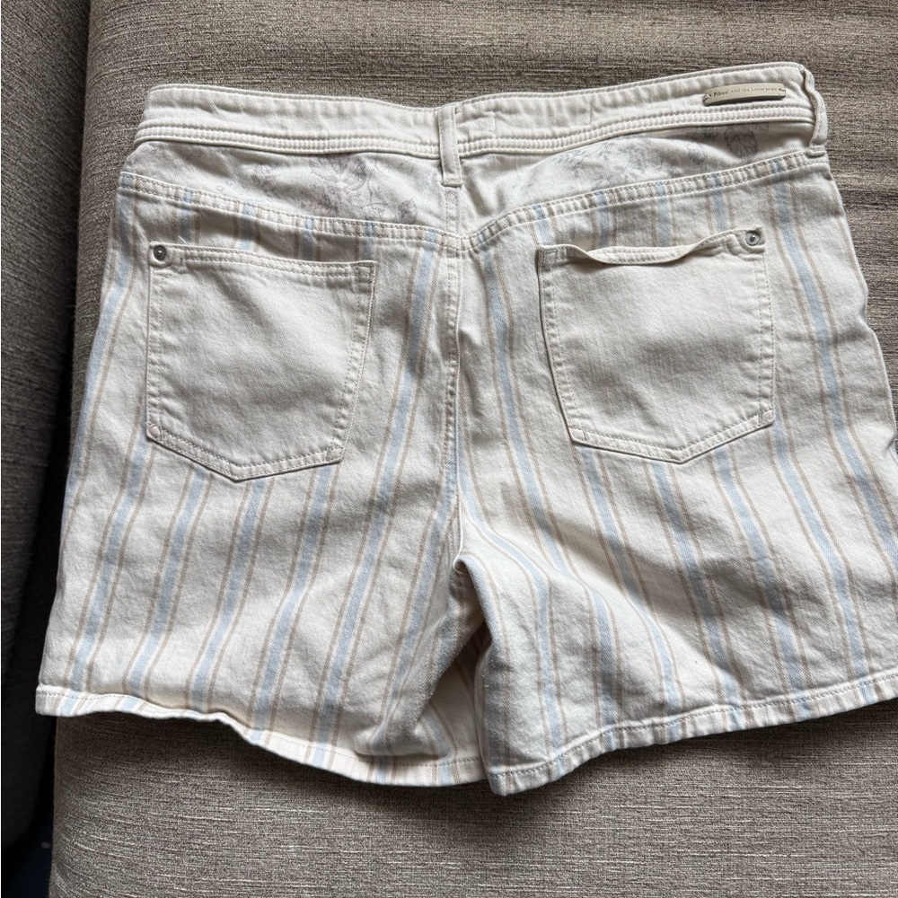 Pilcro and the Letterpress Cream Striped Jean Shorts